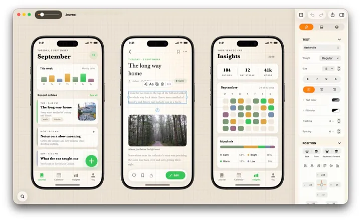 One tap selected the screen; the next reached the paragraph inside it — the small toolbar floats beside it.